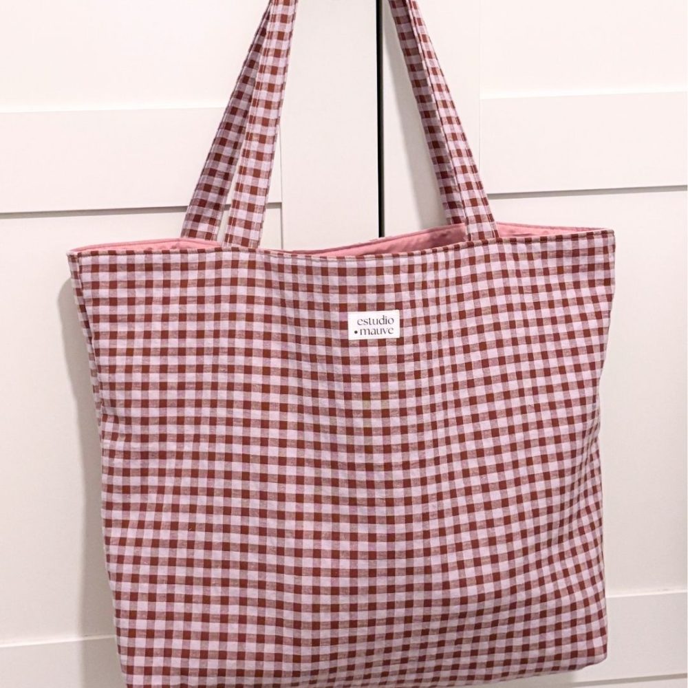 Tote bag acolchada vichy