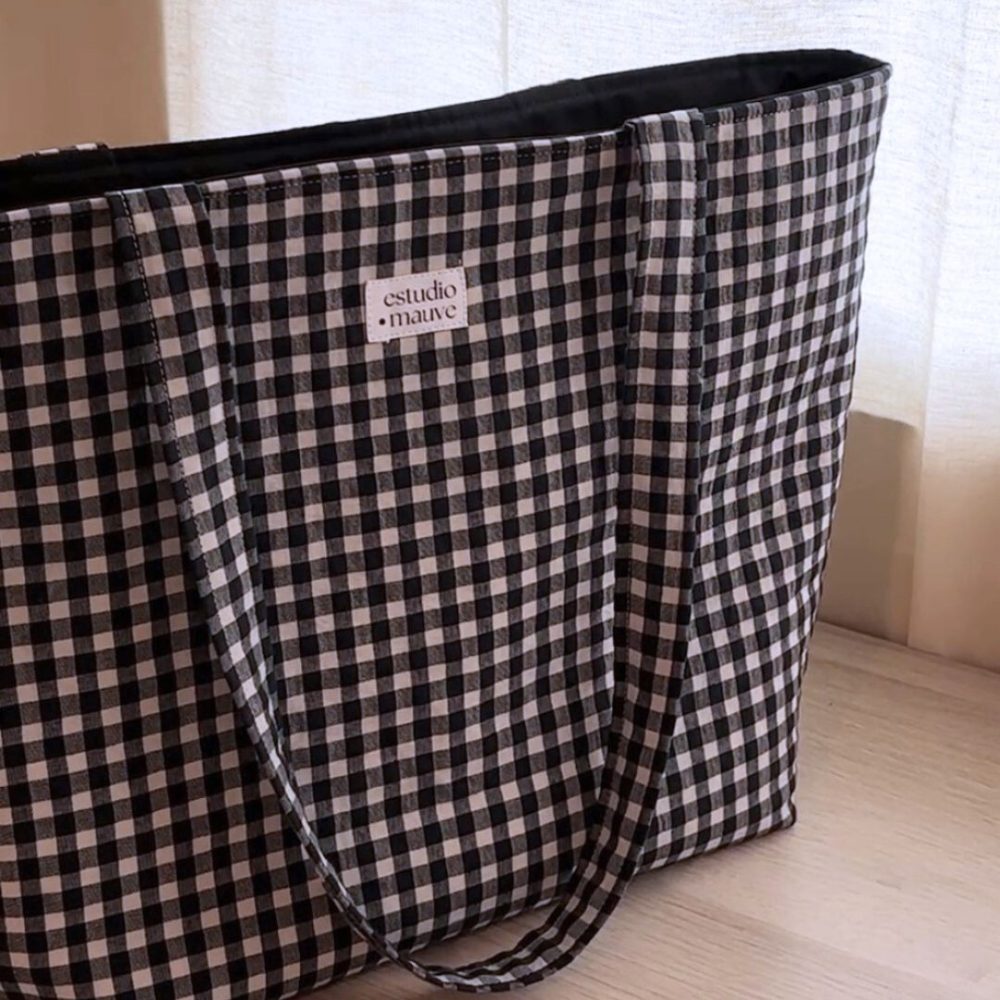 Tote bag acolchada vichy