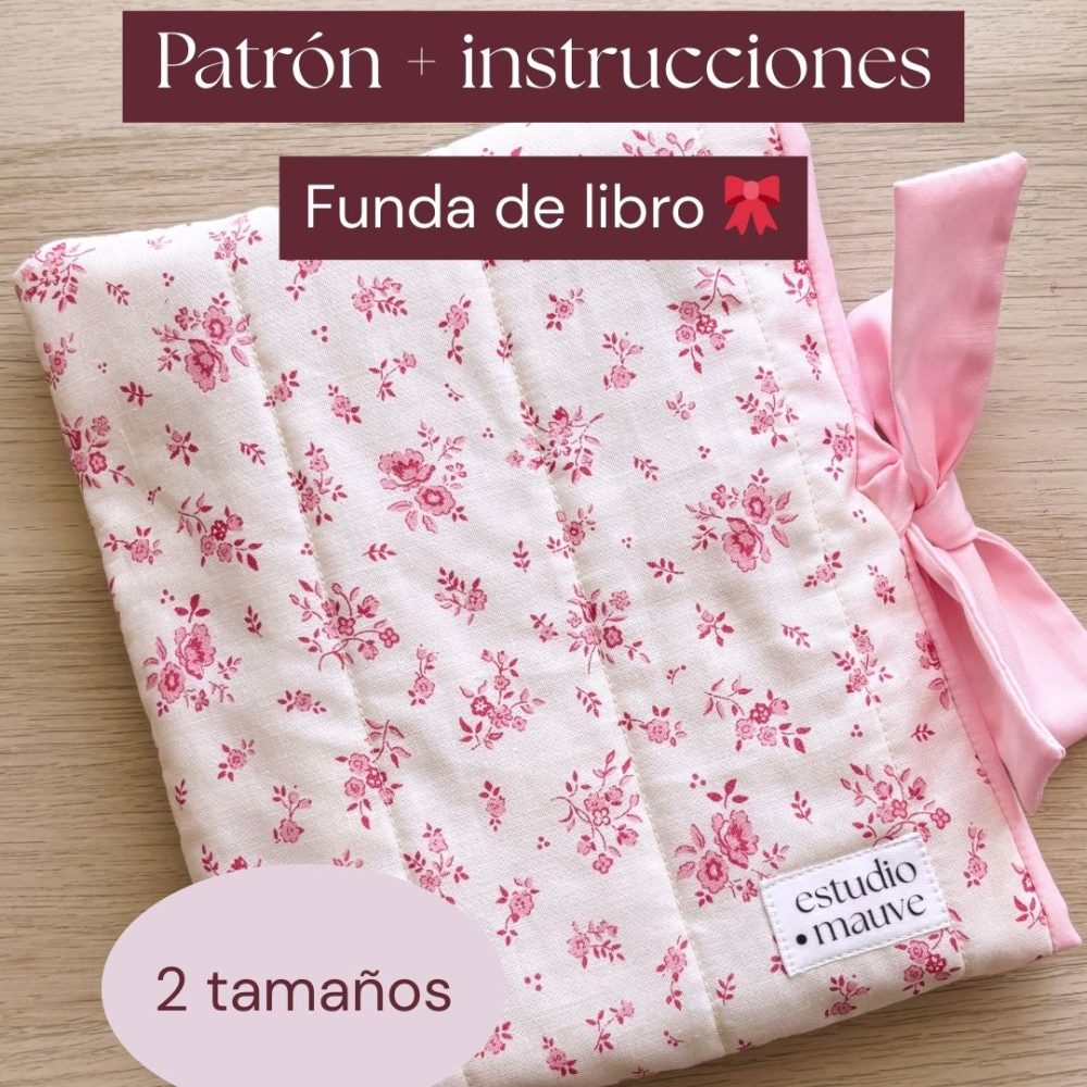 Patrón + instrucciones (español/inglés) Funda de libro con lazo
